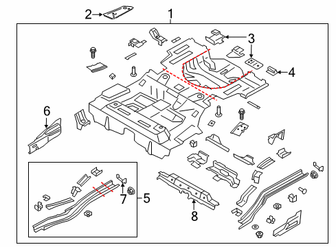 2013 Lincoln MKZ Rear Floor & Rails Diagram 3 - Thumbnail