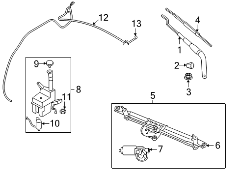 2005 Ford Mustang Wiper & Washer Components Diagram