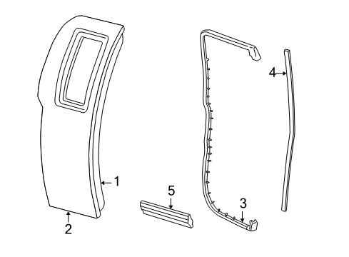 1999 Ford F-150 Rear Door & Components, Exterior Trim, Trim Diagram