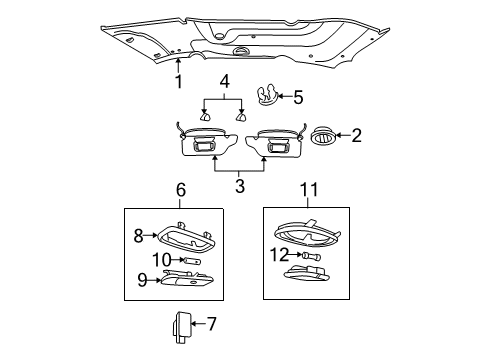 2004 Ford Freestar Sun Visor Assembly Diagram for 3F2Z-1704104-AAB