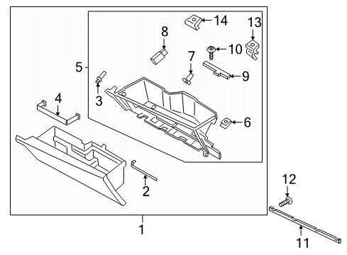 2021 Lincoln Navigator Box Assembly - Glove Compartment Diagram for JL7Z-78060T10-AC