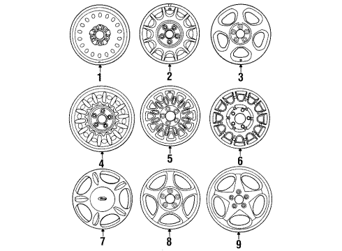 1999 Ford Taurus Wheel Assembly Diagram for F3OY-1007-C