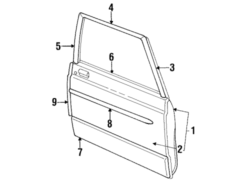 1985 Mercury Marquis Door & Components, Exterior Trim, Body Diagram 2 - Thumbnail