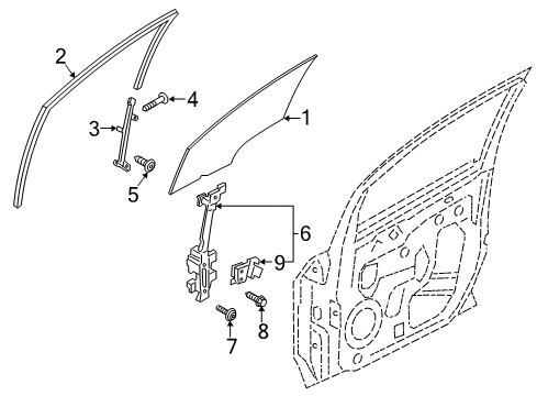 2019 Ford EcoSport RUN - DOOR GLASS Diagram for FN1Z-7421596-F