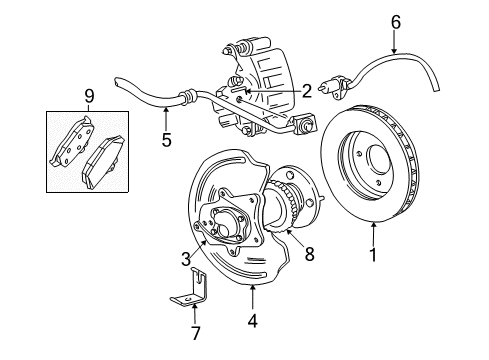 2000 Ford Mustang Brake Components, Brakes Diagram 2 - Thumbnail