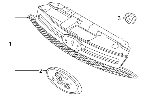 2009 Ford Focus Grille Assembly - Radiator Diagram for 9S4Z-8200-CA