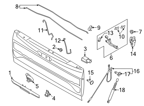 2017 Ford F-250 Super Duty Tail Gate - Lock & Hardware Diagram