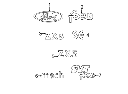 2007 Ford Focus Name Plate Diagram for 5S4Z-5442528-BA