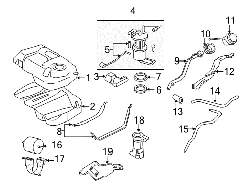 2008 Ford Escape Cap Assembly - Fuel Tank Filler Diagram for 7S4Z-9030-A