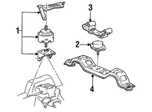 1996 Ford Thunderbird Bracket Engine Mounting Diagram for F6SZ6G000B