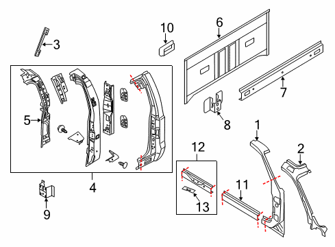 2015 Ford F-350 Super Duty Back Panel, Hinge Pillar, Rocker Panel Diagram 3 - Thumbnail