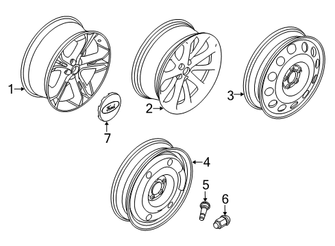 2015 Ford Special Service Police Sedan Wheels, Center Cap Diagram 4 - Thumbnail