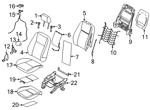 2016 Ford Transit Connect Seat Back Cover Assembly Diagram for DT1Z-1764416-TA