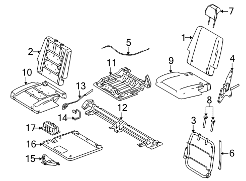 2009 Ford Taurus X Rear Seat Cushion Pad Diagram for 6F9Z-7463841-B