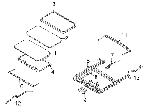 2008 Ford Taurus Glass Diagram for CM5Z-54500A18-A