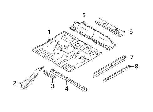 2008 Mercury Mariner Member - Floor Cross - Inner Diagram for 8L8Z-7810110-A