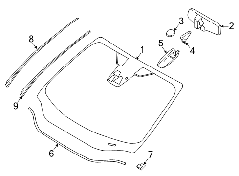 2017 Ford Focus Windshield Glass Diagram for BM5Z-5803100-E