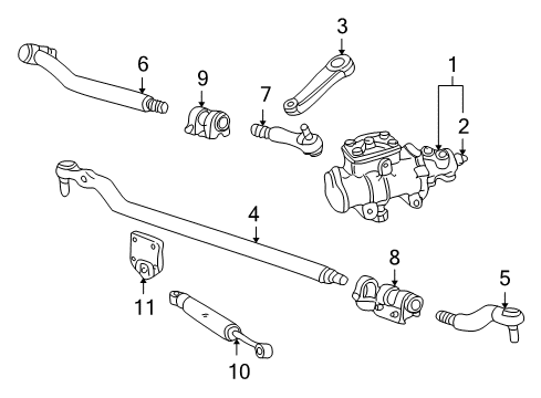 2000 Ford Excursion END ASY - DRAG LINK ROD Diagram for LC3Z-3A131-A