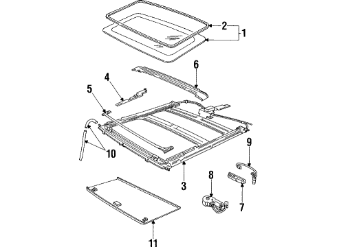 1998 Lincoln Navigator Sunroof, Body Diagram