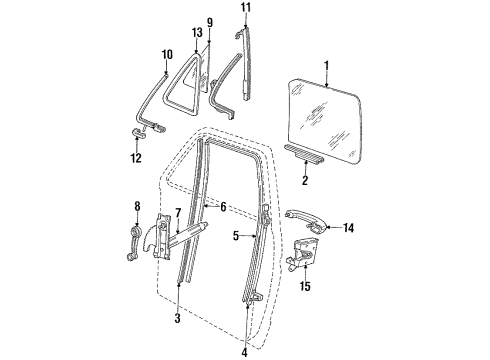 1987 Ford E-250 Econoline Club Wagon Door Glass & Hardware, Lock & Hardware Diagram