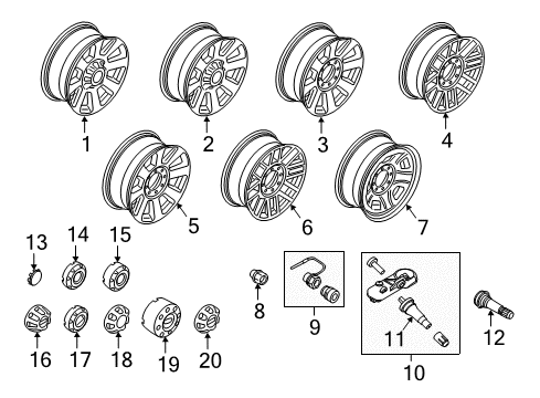 2017 Ford F-250 Super Duty Wheel Cover Diagram for HC3Z-1130-X