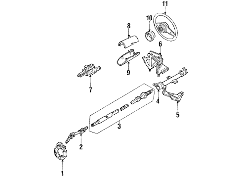 1985 Mercury Lynx Steering Column, Steering Wheel & Trim Diagram