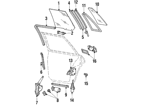 1986 Lincoln Continental Door & Components Diagram