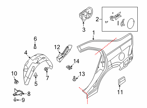 2010 Ford Fusion Quarter Panel & Components Diagram 1 - Thumbnail