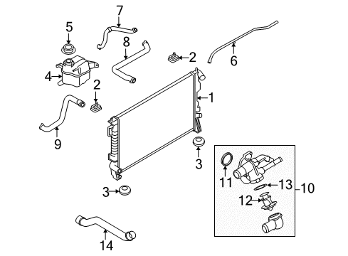 2009 Mercury Sable Radiator & Components Diagram