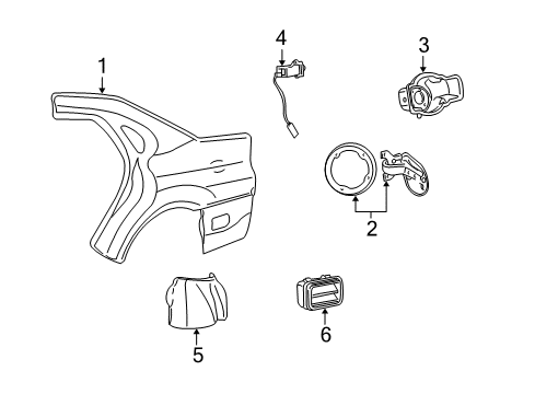 2002 Mercury Sable Quarter Panel & Components Diagram 1 - Thumbnail