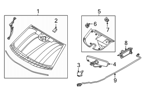 2021 Ford Mustang Mach-E Glass - Windshield Diagram