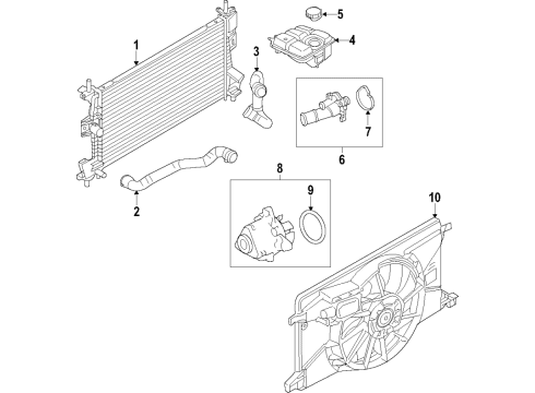 2017 Ford Focus Cooling System, Radiator, Water Pump, Cooling Fan Diagram 8 - Thumbnail