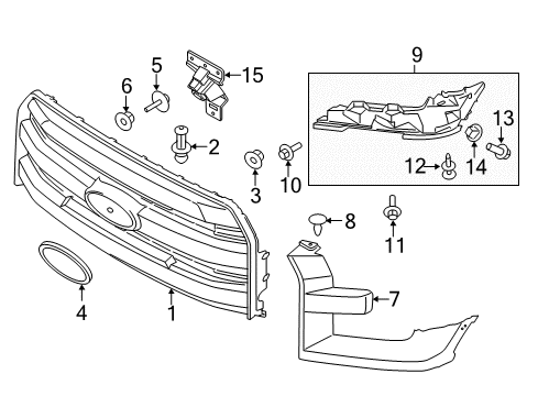 2017 Ford F-150 Grille Assembly - Radiator Diagram for FL3Z-8200-PA