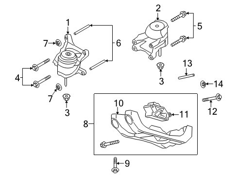 2023 Lincoln Aviator Engine & Trans Mounting Diagram