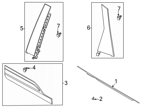 2021 Ford Escape Exterior Trim - Rear Door Diagram