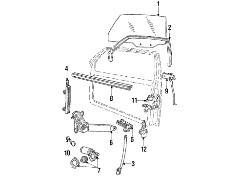 1985 Mercury Cougar Glass - Door Diagram 2 - Thumbnail