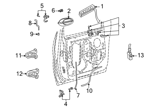 2004 Mercury Monterey Front Door - Lock & Hardware Diagram