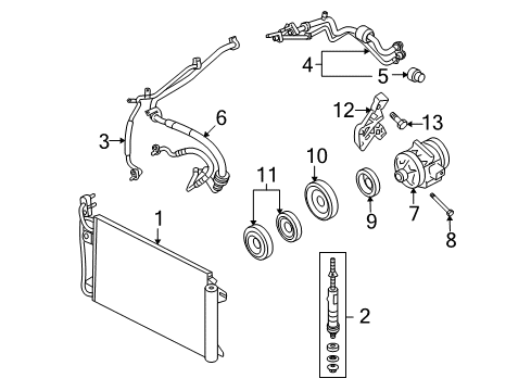 2006 Mercury Milan A/C Condenser, Compressor & Lines Diagram