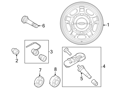 2024 Ford F-250 Super Duty Wheels Diagram 1 - Thumbnail