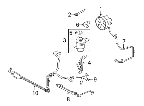 2010 Ford Mustang P/S Pump & Hoses, Steering Gear & Linkage Diagram 4 - Thumbnail