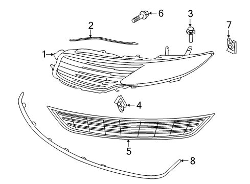 2015 Lincoln MKZ Grille & Components Diagram