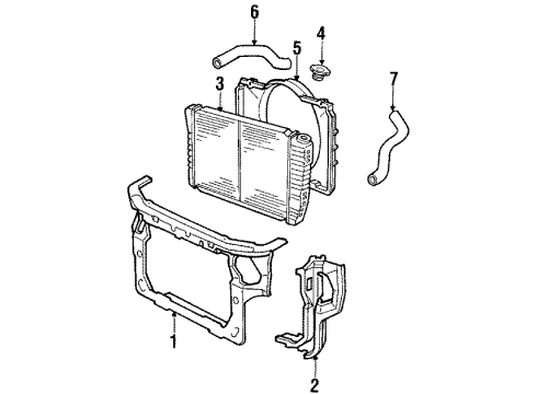 1986 Ford Thunderbird Radiator & Components Diagram