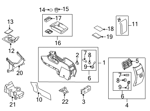 2010 Lincoln MKX Panel Assembly - Console Diagram for 9A1Z-78045A36-AA