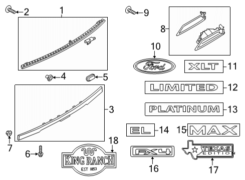 2018 Ford Expedition Exterior Trim - Lift Gate Diagram