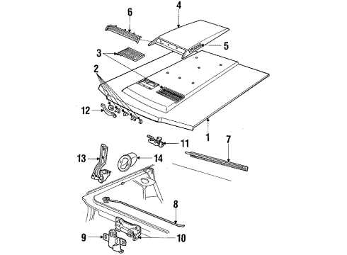 1985 Mercury Capri Latch Assembly - Hood Diagram for E6DZ-16700-A