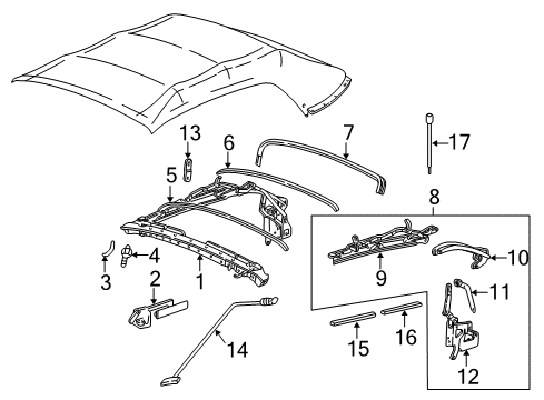 2001 Ford Mustang Bow Roof Diagram for F4ZZ7651278A