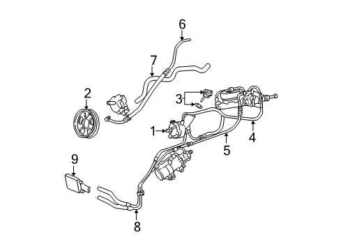 2003 Ford F-350 Super Duty P/S Pump & Hoses, Steering Gear & Linkage Diagram 5 - Thumbnail