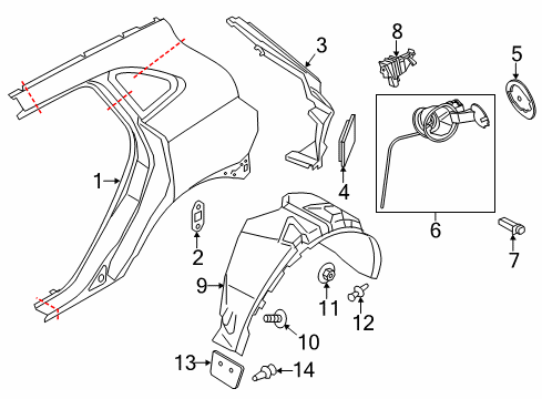 2018 Lincoln MKC Housing - Fuel Tank Filler Pipe Diagram for EJ7Z-7827936-A