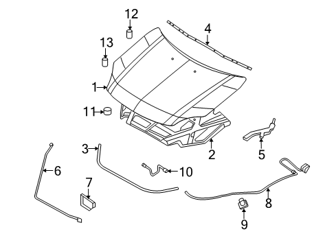 2006 Mercury Milan Hood & Components, Body Diagram