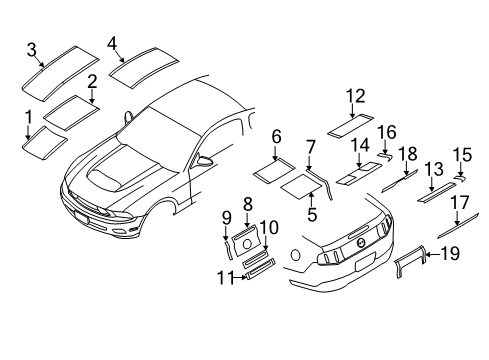 2010 Ford Mustang Decal - Stripe Diagram for AR3Z-6320000-AM